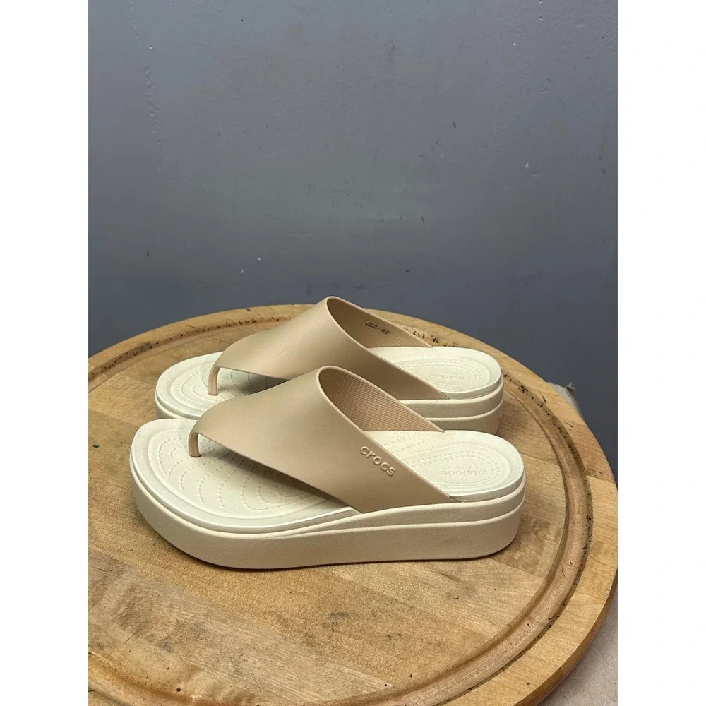 Crocs Platform Flip Women Size 10 Bone LiteRide 360 Sandal Sporty Casual